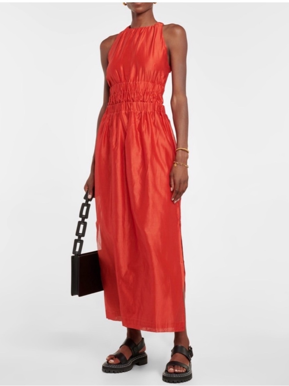 SIR the label Lucelia Red Cross-back Maxi Dress with Smocked Waist